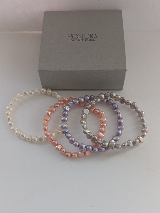 Honora Jewelry - Honora Cultured Pearl Multicolor Pastel Stretch Bracelet Set Of 4 With Box